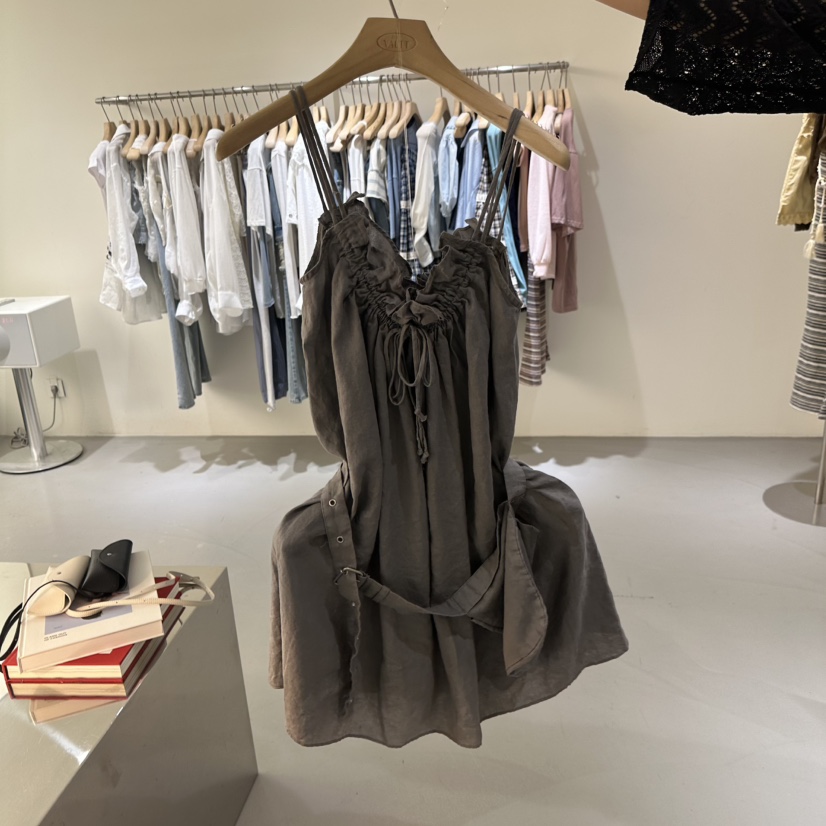 VAULT韓國代購女士新品推薦人氣熱賣26春夏連衣裙腰帶亞麻VAULT連衣裙圖色3