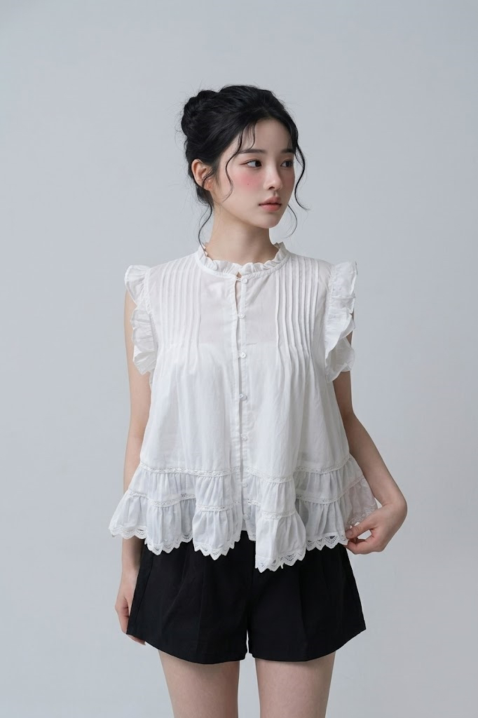 FABRIC韓國代購女裝新款26夏季時尚休閑熱賣26春夏襯衫蕾絲衫FABRIC襯衫/蕾絲衫