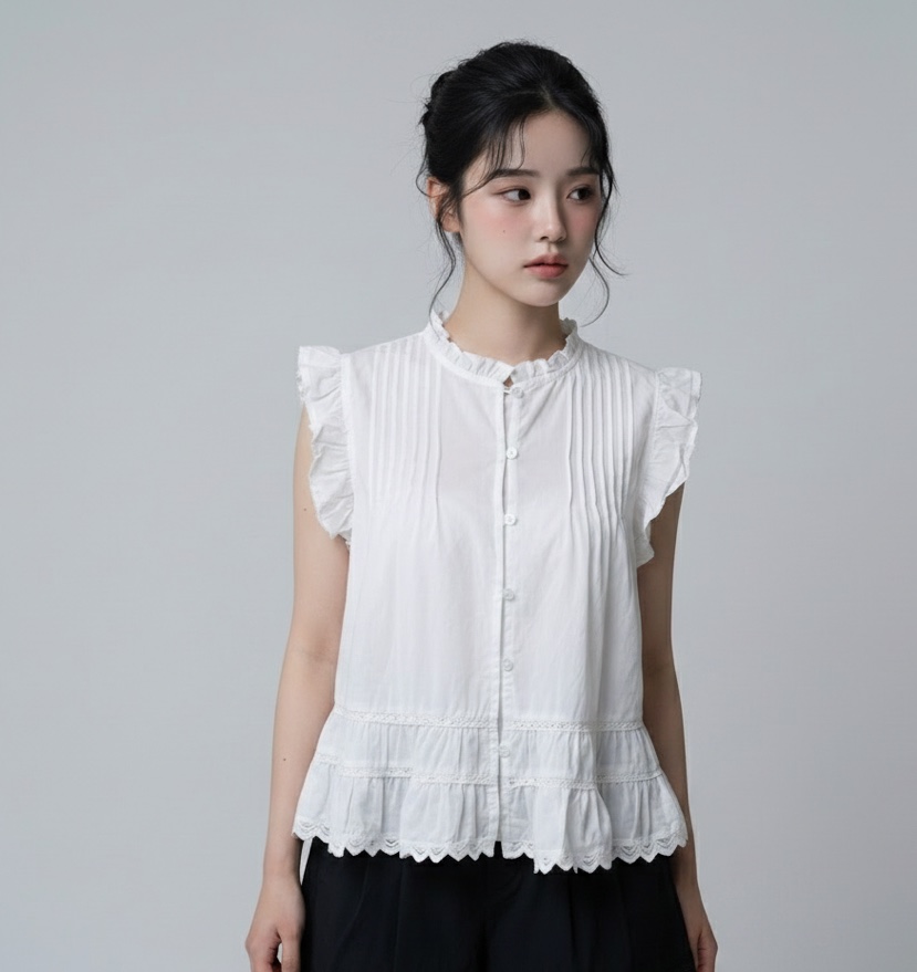 FABRIC韓國代購女裝新款26夏季時尚休閑熱賣26春夏襯衫蕾絲衫FABRIC襯衫/蕾絲衫