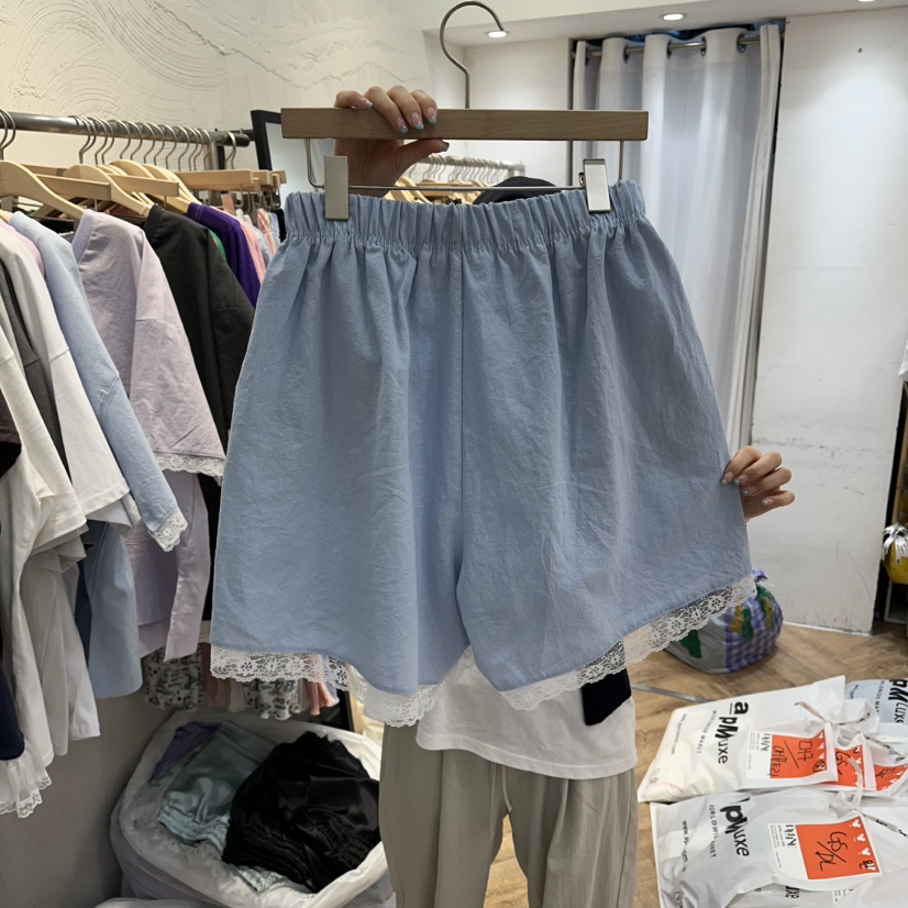 DE LINE韓國東大門代購女士新款人氣26夏季時尚短褲亞麻DE LINE短褲
