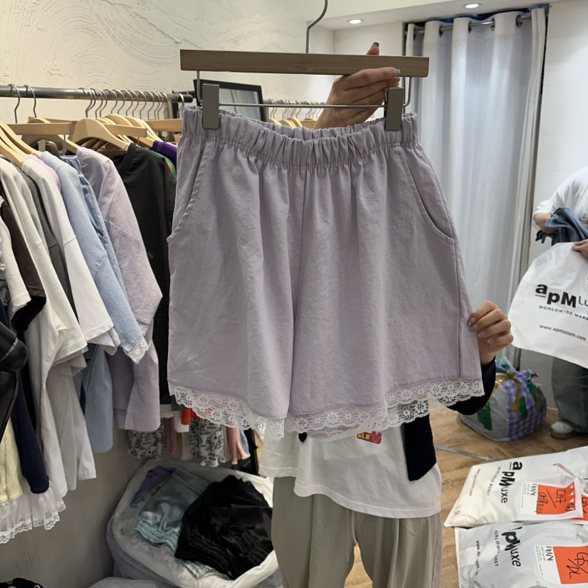 DE LINE韓國東大門代購女士新款人氣26夏季時尚短褲亞麻DE LINE短褲圖色2