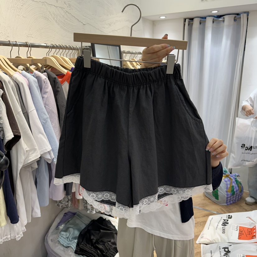 DE LINE韓國東大門代購女士新款人氣26夏季時尚短褲亞麻DE LINE短褲圖色3