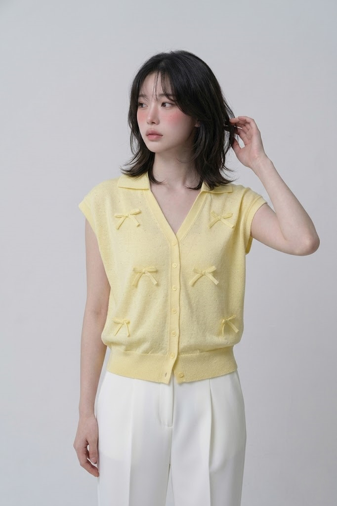 FABRIC韓國直郵女裝新款26春夏熱賣時尚推薦26夏季針織衫絲帶FABRIC針織衫