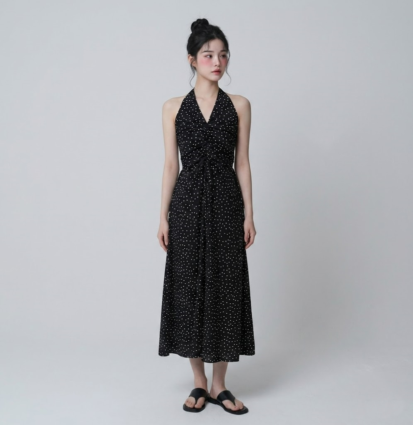 FABRIC韓國直郵女士新款人氣26夏季職業26春夏連衣裙圓點FABRIC連衣裙