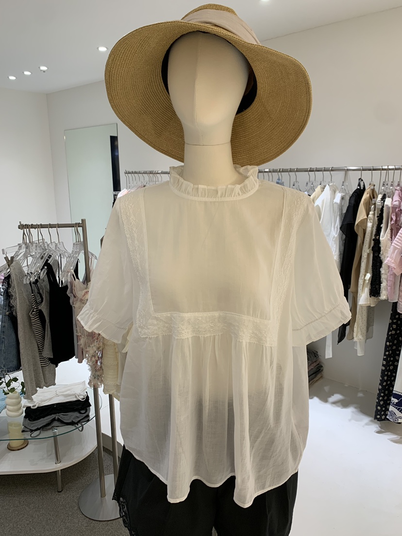FABRIC韓國東大門直郵女裝新品26夏季人氣襯衫蕾絲衫亞麻布FABRIC襯衫/蕾絲衫