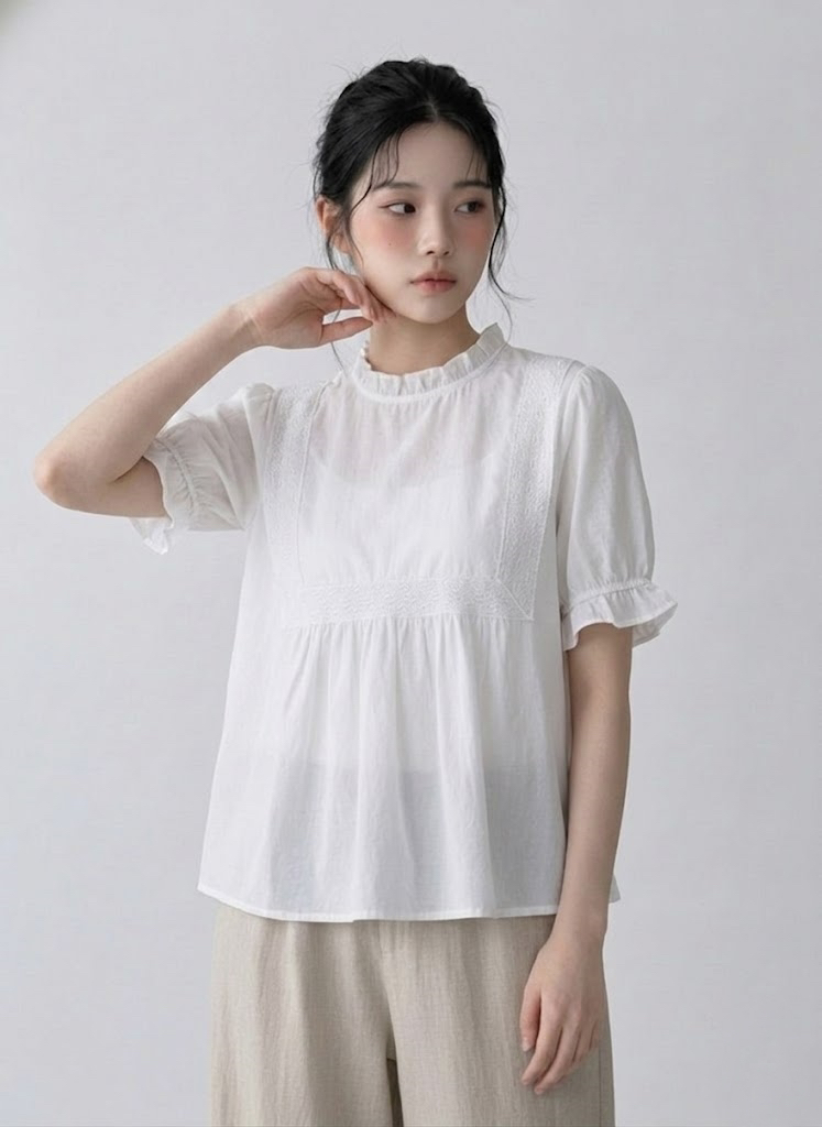 FABRIC韓國東大門直郵女裝新品26夏季人氣襯衫蕾絲衫亞麻布FABRIC襯衫/蕾絲衫