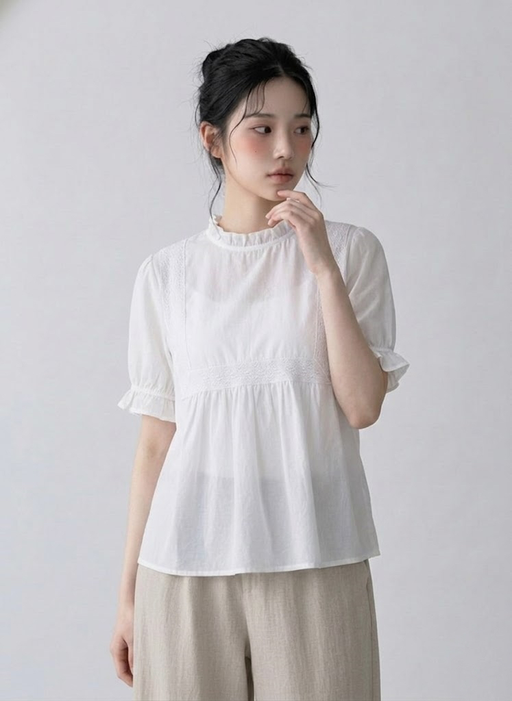 FABRIC韓國東大門直郵女裝新品26夏季人氣襯衫蕾絲衫亞麻布FABRIC襯衫/蕾絲衫