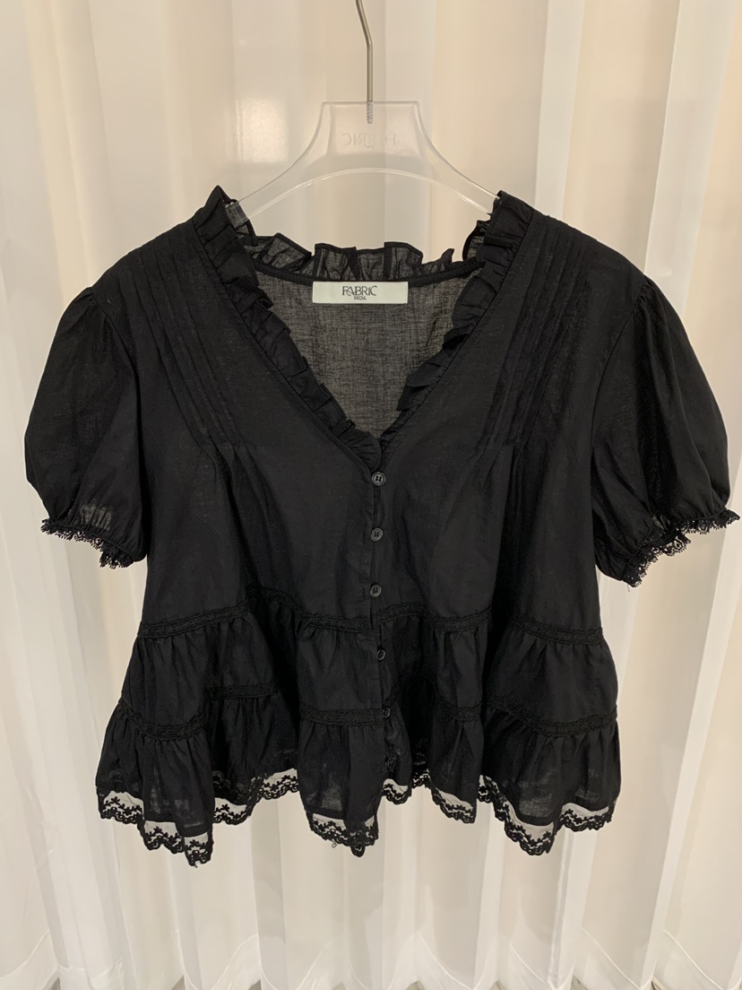 FABRIC韓國代購女士新款26春夏26夏季時尚襯衫蕾絲衫可愛的FABRIC襯衫/蕾絲衫圖色3