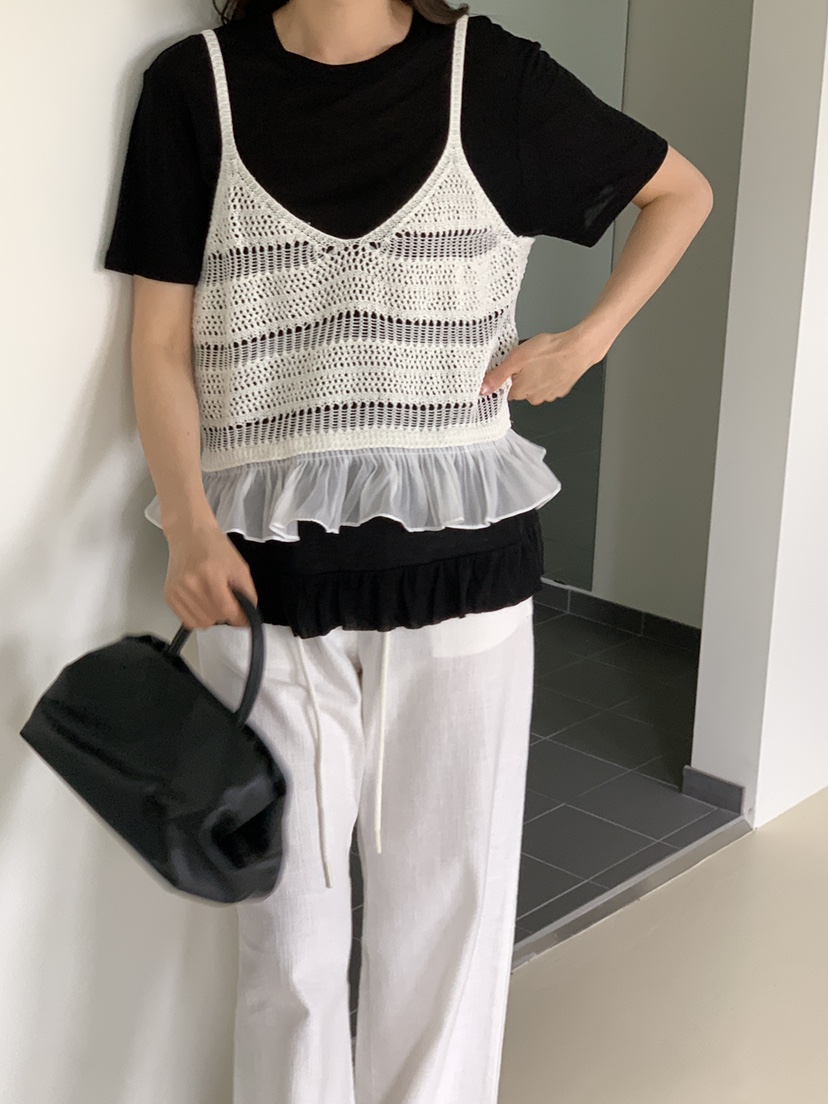 CICI韓國直郵女士新品休閑推薦人氣26夏季吊帶背心荷葉邊Ci Ci吊帶/背心