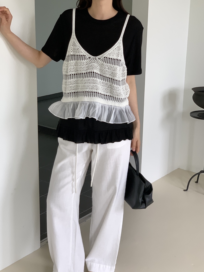 CICI韓國直郵女士新品休閑推薦人氣26夏季吊帶背心荷葉邊Ci Ci吊帶/背心
