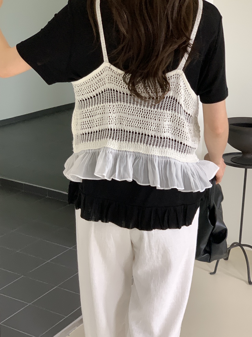 CICI韓國直郵女士新品休閑推薦人氣26夏季吊帶背心荷葉邊Ci Ci吊帶/背心