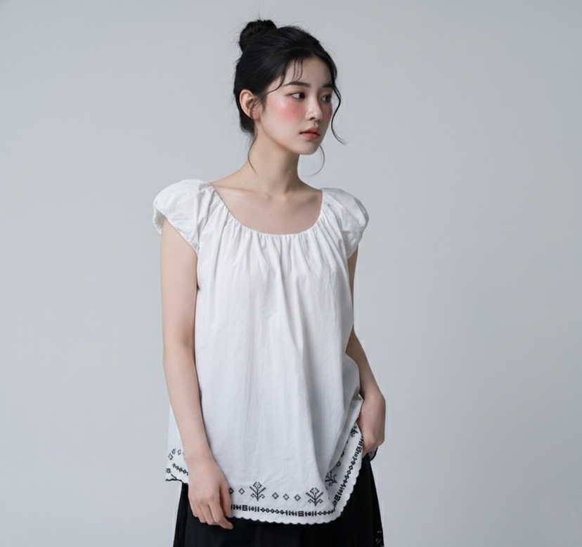 FABRIC韓國直郵女裝新品人氣時尚26春夏熱賣襯衫蕾絲衫刺繡FABRIC襯衫/蕾絲衫