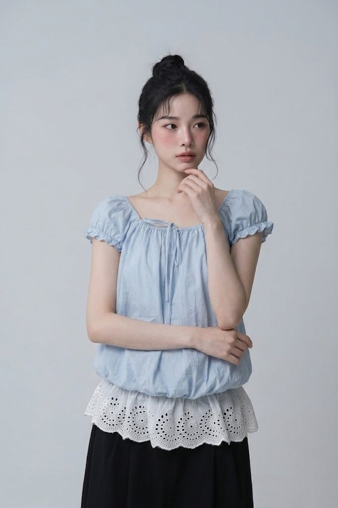 FABRIC韓國東大門代購女裝新品推薦職業時尚襯衫蕾絲衫蕾絲FABRIC襯衫/蕾絲衫