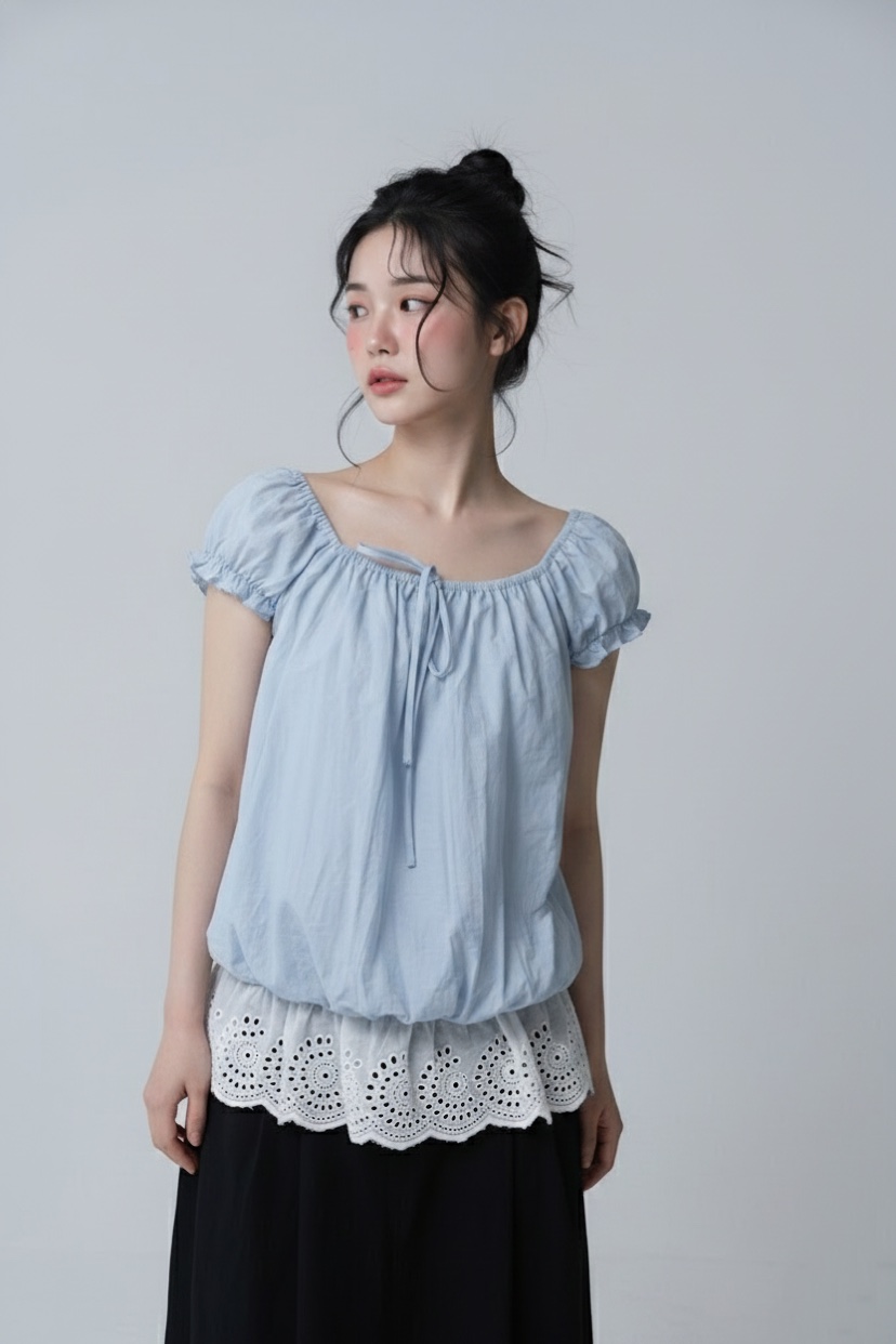 FABRIC韓國東大門代購女裝新品推薦職業時尚襯衫蕾絲衫蕾絲FABRIC襯衫/蕾絲衫