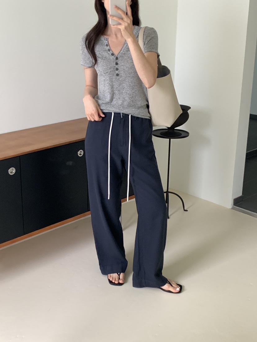 CICI東大門實拍韓國女士新款26春夏推薦職業休閑褲柔軟亞麻Ci Ci休閑褲