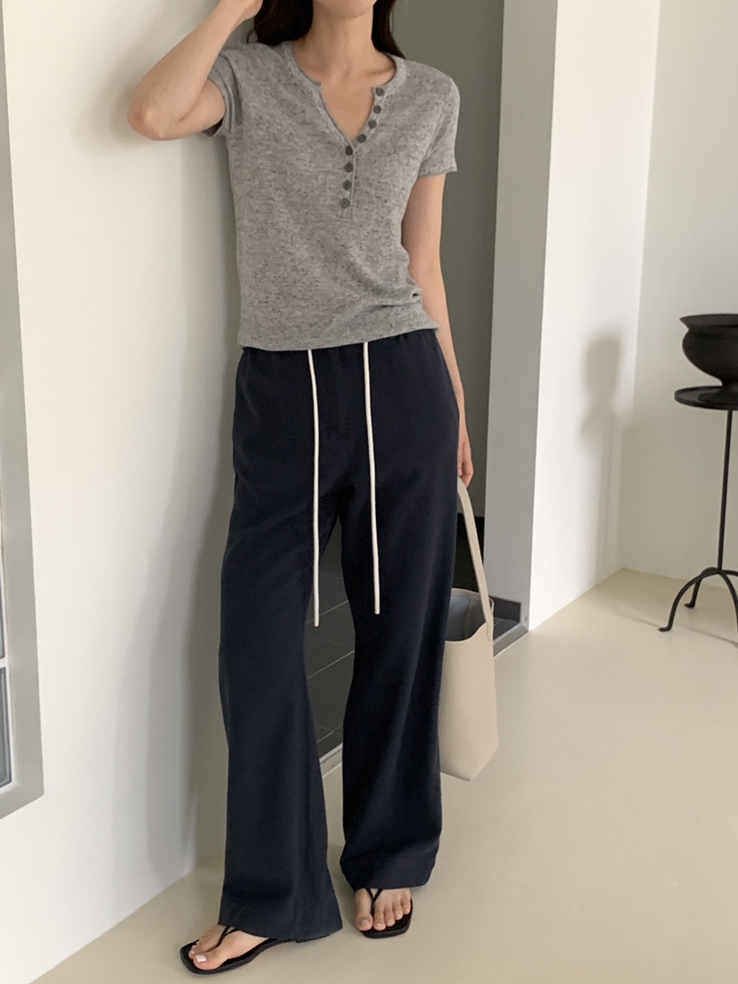 CICI東大門實拍韓國女士新款26春夏推薦職業休閑褲柔軟亞麻Ci Ci休閑褲