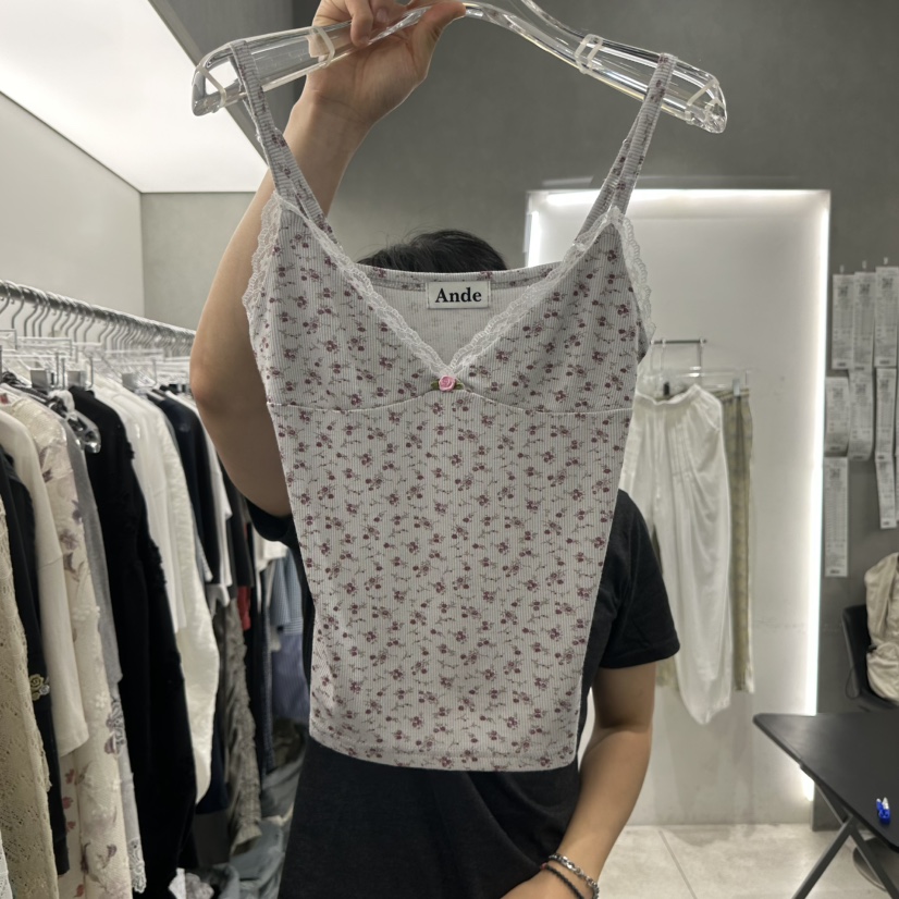 ANDE韓國直郵女裝新品休閑人氣吊帶背心不含內搭花朵無袖Ande吊帶/背心圖色3