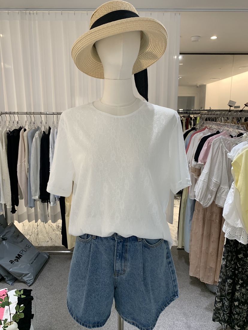 FABRIC韓國代購女士新品職業推薦休閑26夏季時尚T恤雪紡蕾絲FABRICT恤