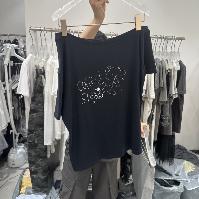 LOOKK/MIMME韓國代購女裝新款推薦職業人氣26春夏休閑T恤LOOKK/MIMMET恤圖色2深藍色