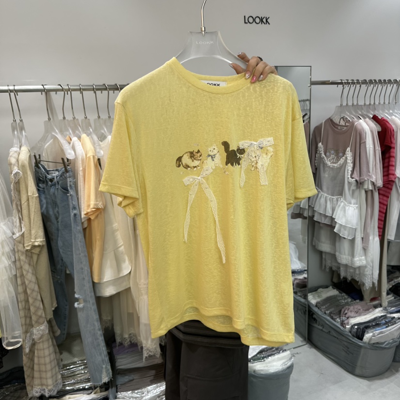 LOOKK/MIMME韓國東大門代購女士新品26夏季時尚26春夏T恤LOOKK/MIMMET恤圖色3