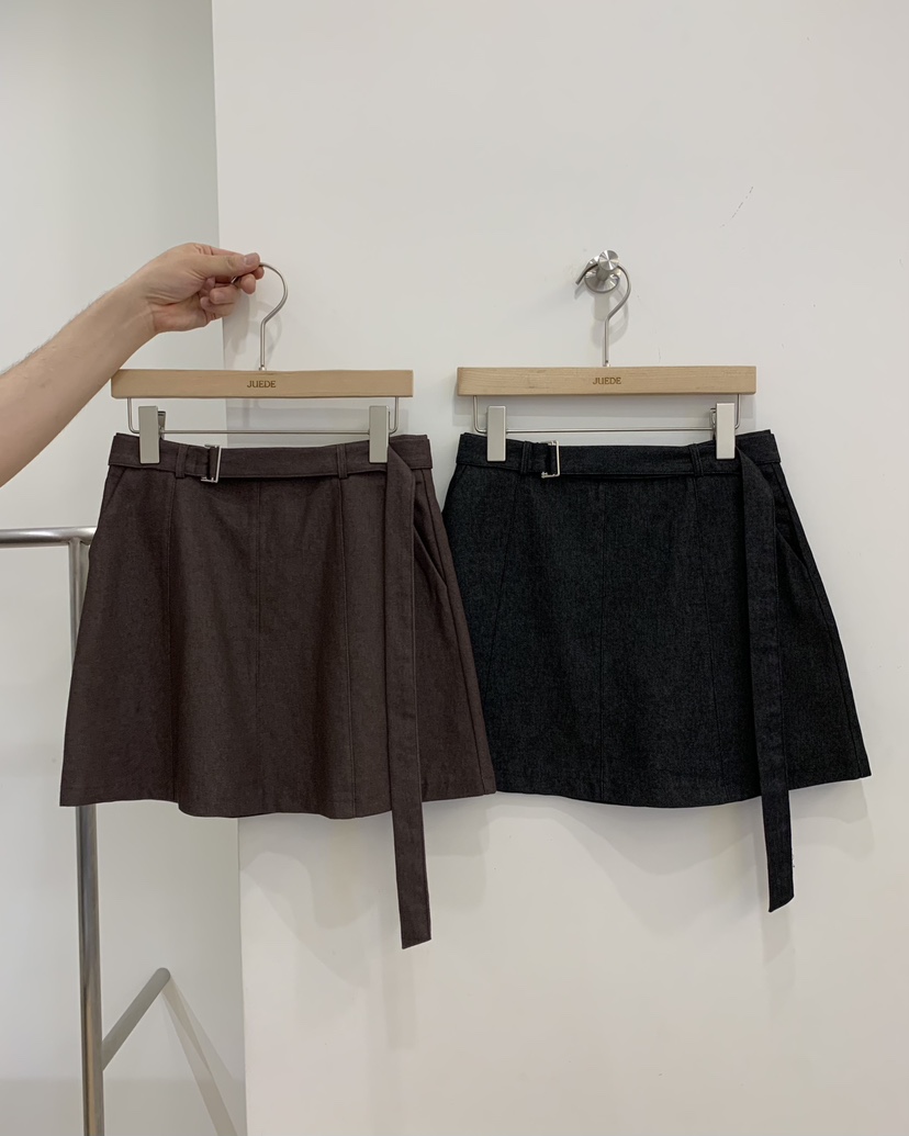 JUEDE韓國代購女裝新款26春夏短裙含腰帶JUEDE短裙