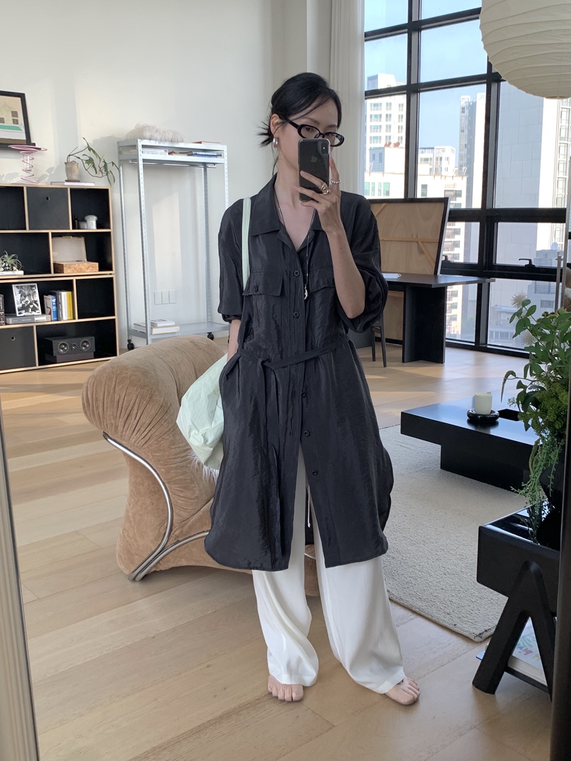 LOFN韓國直郵實拍女裝新品人氣推薦26春夏襯衫蕾絲衫含腰帶LOFN襯衫/蕾絲衫
