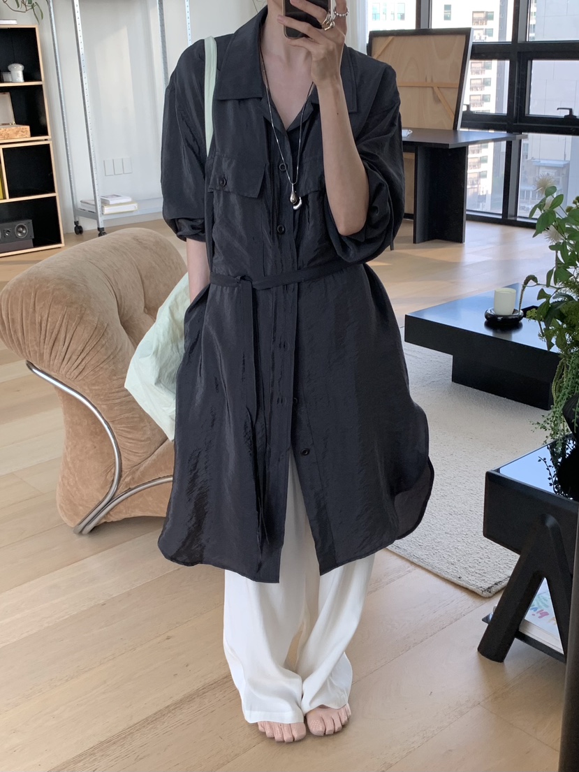 LOFN韓國直郵實拍女裝新品人氣推薦26春夏襯衫蕾絲衫含腰帶LOFN襯衫/蕾絲衫