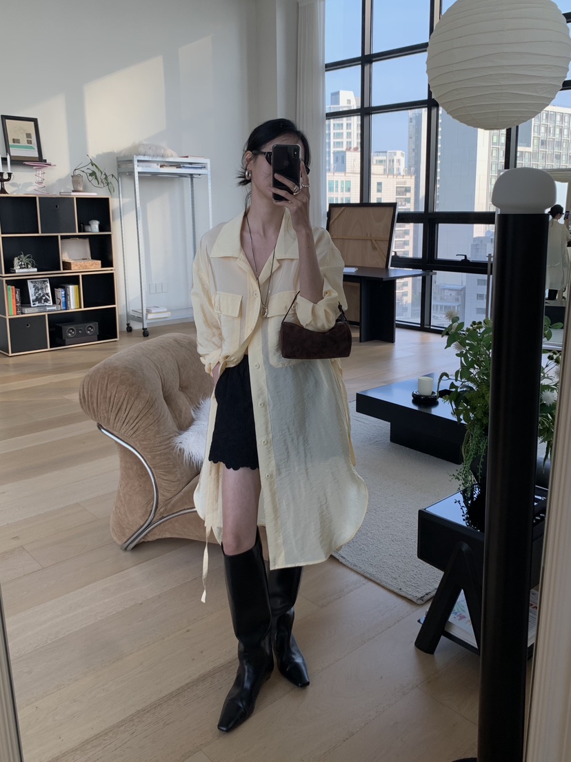 LOFN韓國直郵實拍女裝新品人氣推薦26春夏襯衫蕾絲衫含腰帶LOFN襯衫/蕾絲衫