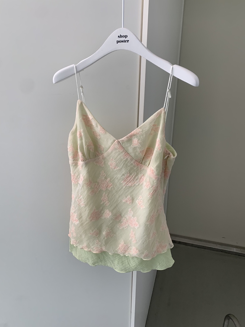 SHOP POSTER韓國代購女裝新款26春夏休閑吊帶背心撞色無袖SHOP_POSTER吊帶/背心圖色1