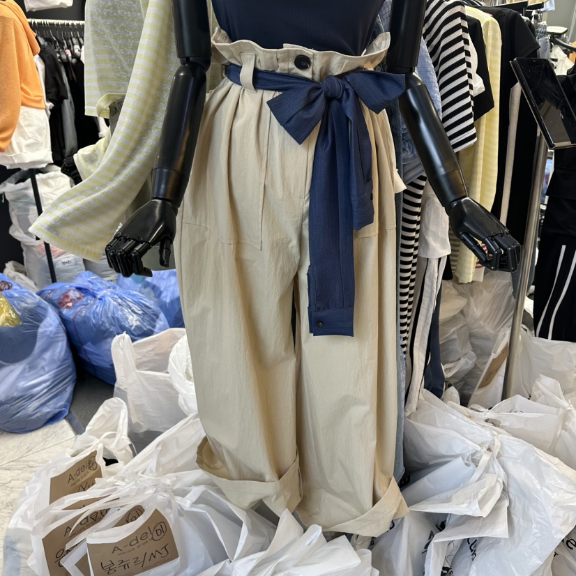 A-DEL韓國直郵實拍女裝新品推薦26春夏休閑褲不含腰帶撞色A-DEL休閑褲