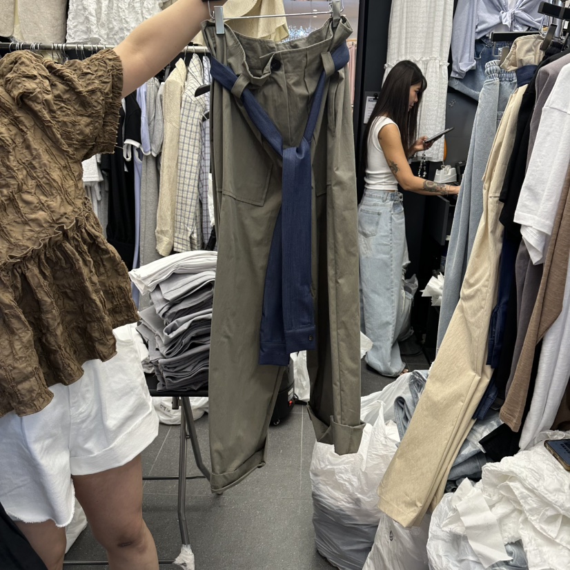 A-DEL韓國直郵實拍女裝新品推薦26春夏休閑褲不含腰帶撞色A-DEL休閑褲圖色2