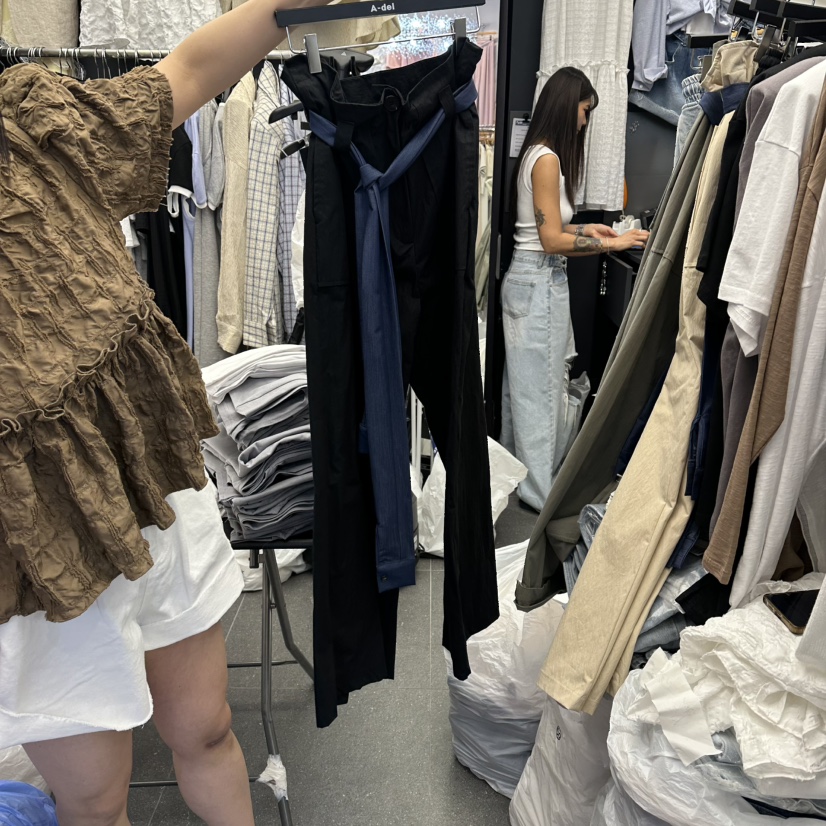 A-DEL韓國直郵實拍女裝新品推薦26春夏休閑褲不含腰帶撞色A-DEL休閑褲圖色3