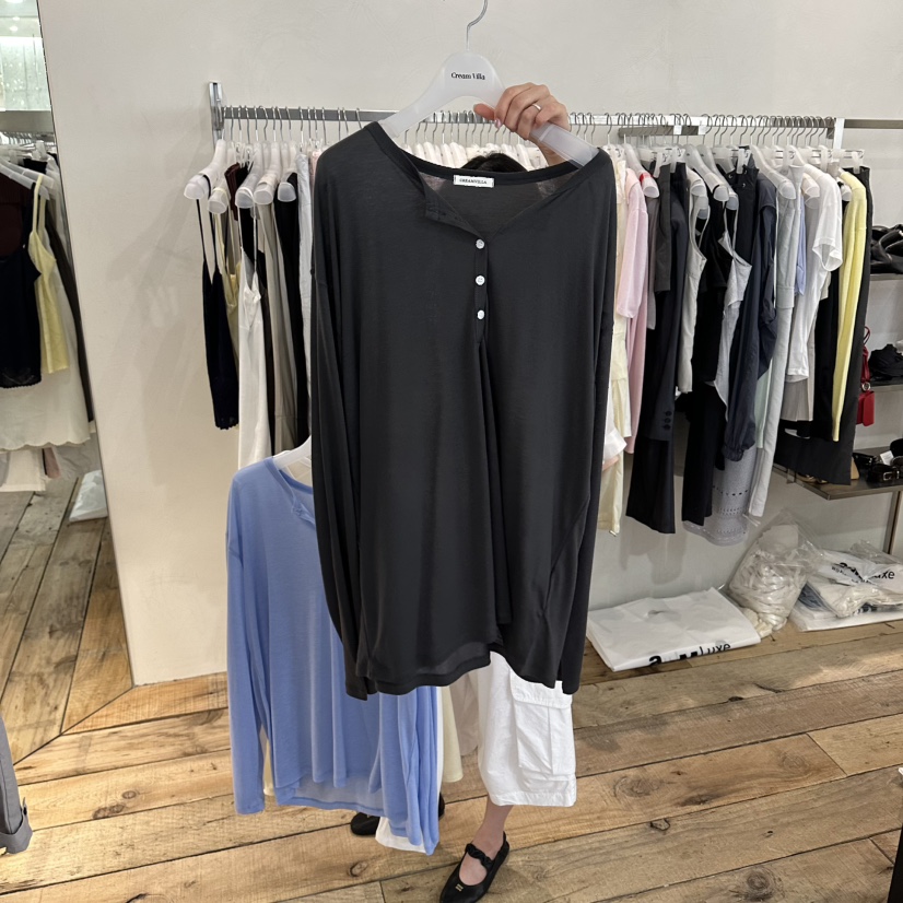 CREAM VILLA韓國直郵女裝新品熱賣長袖T恤紐扣CREAMVILLA長袖T恤圖色4