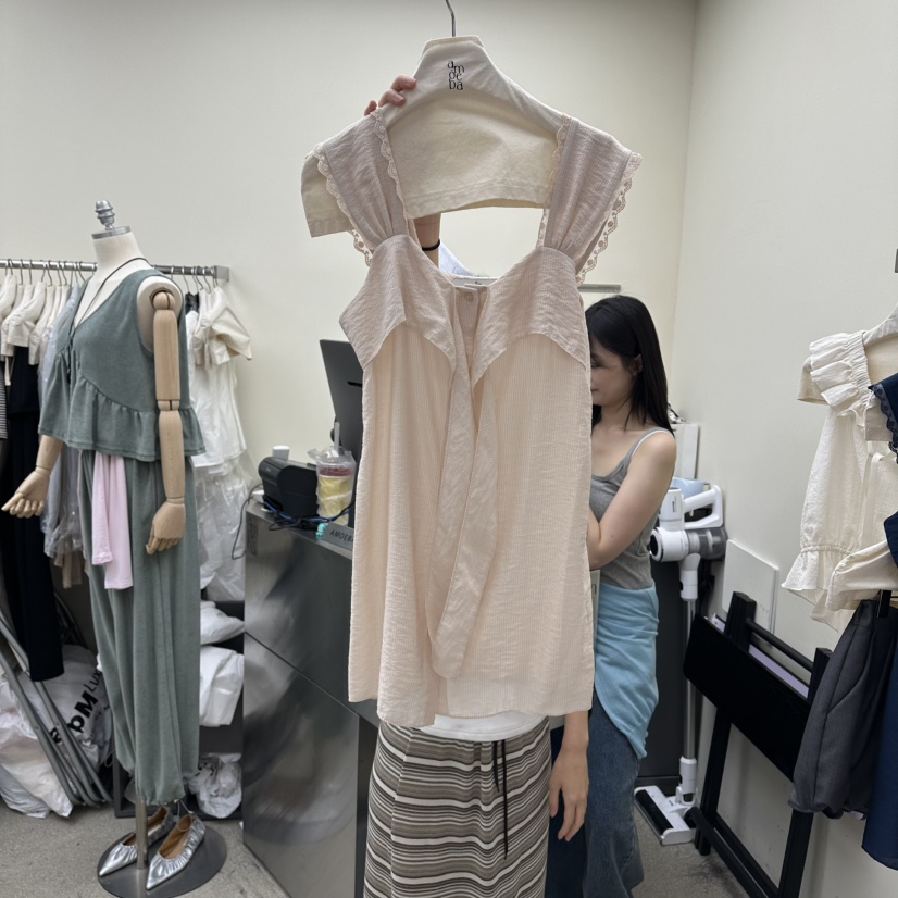 AMOEBA韓國代購女士新款休閑26春夏人氣吊帶背心無袖緞帶AMOEBA吊帶/背心圖色2