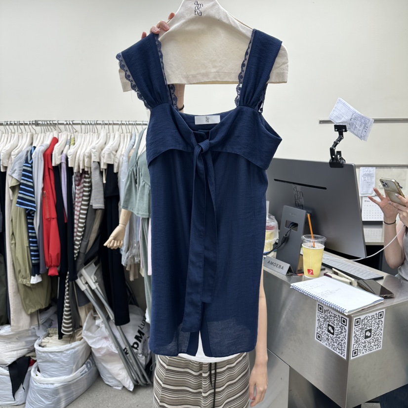AMOEBA韓國代購女士新款休閑26春夏人氣吊帶背心無袖緞帶AMOEBA吊帶/背心圖色3