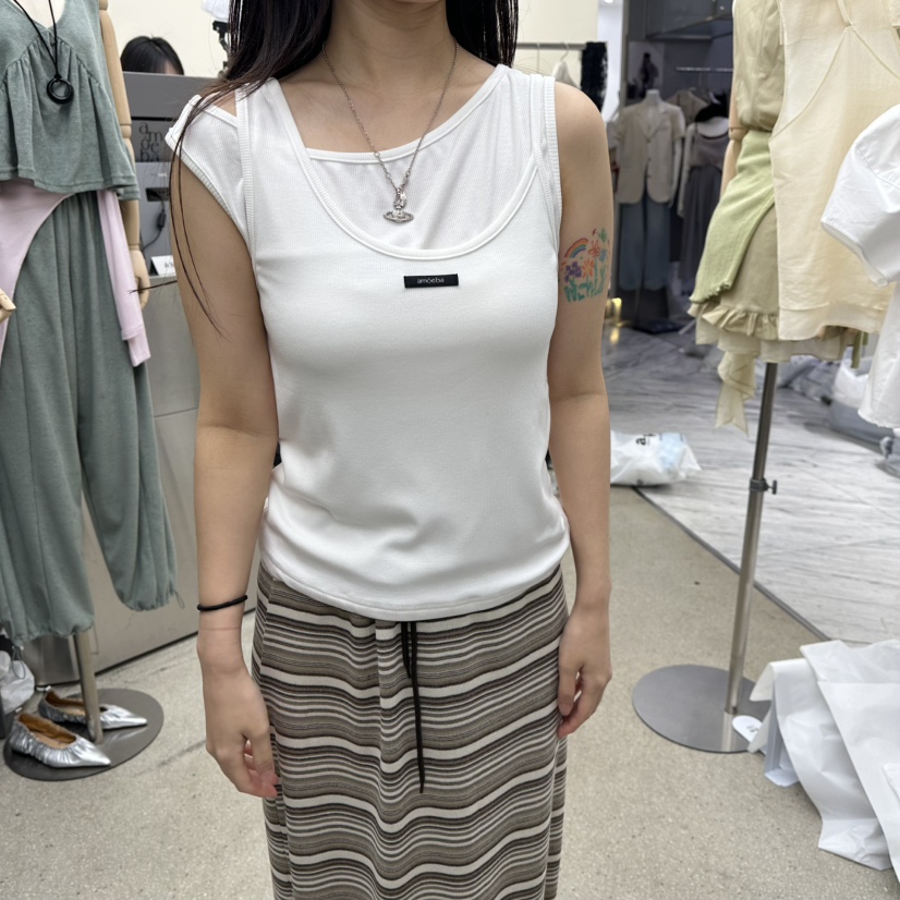 AMOEBA韓國直郵女裝新款熱賣26夏季人氣推薦吊帶背心假兩件AMOEBA吊帶/背心圖色1