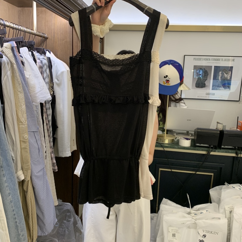 VIRKIN東大門實拍韓國女士新品26春夏職業吊帶背心亞麻針織VIRKIN吊帶/背心