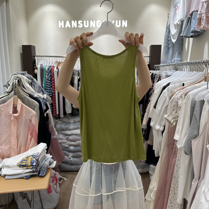 HANSUNGHYUN韓國東大門直郵女裝新款休閑職業吊帶背心紐扣HANSUNGHYUN吊帶/背心