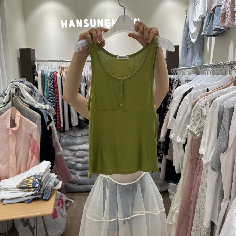 HANSUNGHYUN韓國東大門直郵女裝新款休閑職業吊帶背心紐扣HANSUNGHYUN吊帶/背心圖色4