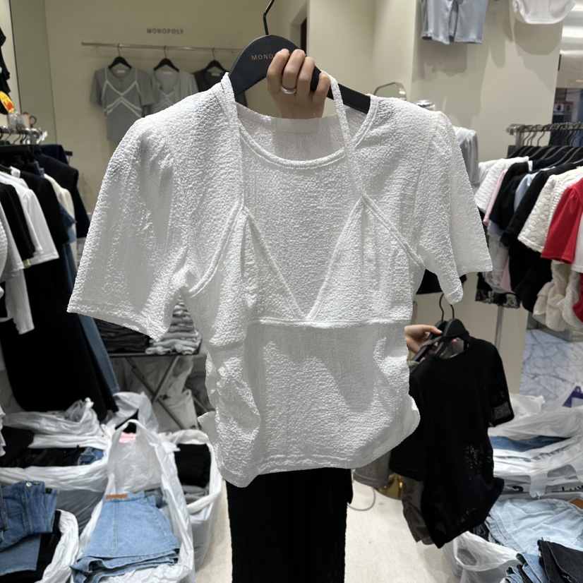 MONOPOLY東大門實拍韓國女士新品時尚休閑26夏季T恤假兩件MONO_POLYT恤圖色1
