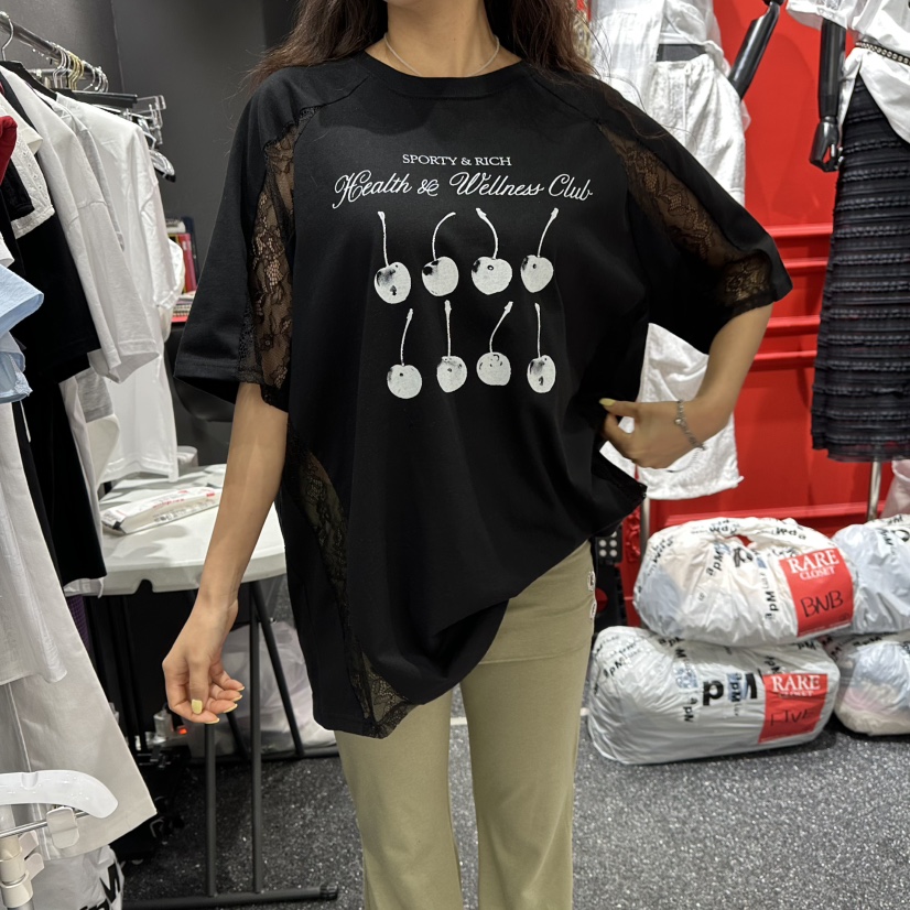 RARE CLOSET東大門實拍韓國女裝新款熱賣T恤不含腰帶蕾絲RARE CLOSETT恤圖色2