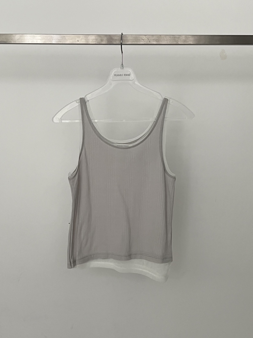 WEARABLE-L韓國東大門代購女裝新款26春夏吊帶背心假兩件網狀雙層WEARABLE吊帶/背心圖色2