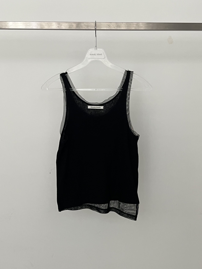 WEARABLE-L韓國東大門代購女裝新款26春夏吊帶背心假兩件網狀雙層WEARABLE吊帶/背心圖色4