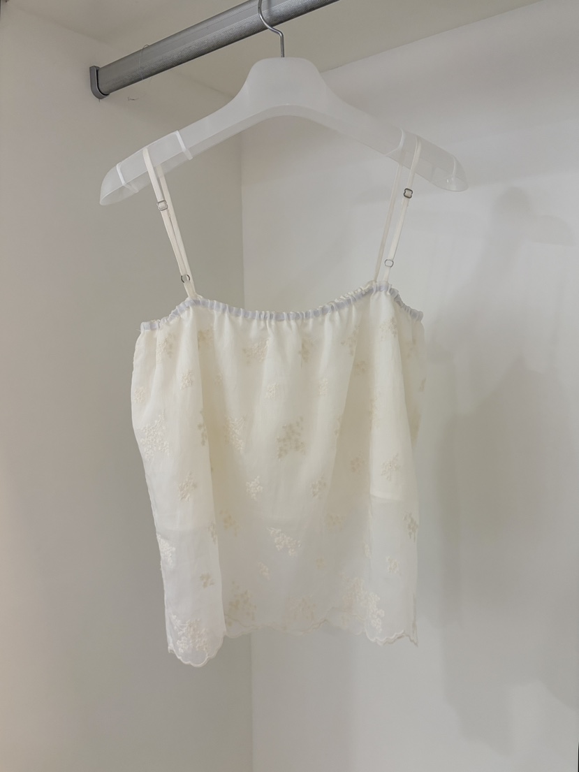 NORMAL韓國代購女裝新款休閑26夏季吊帶背心刺繡褶皺無袖NORMAL吊帶/背心