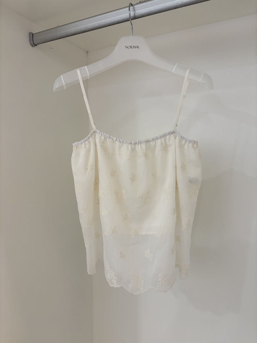 NORMAL韓國代購女裝新款休閑26夏季吊帶背心刺繡褶皺無袖NORMAL吊帶/背心圖色1