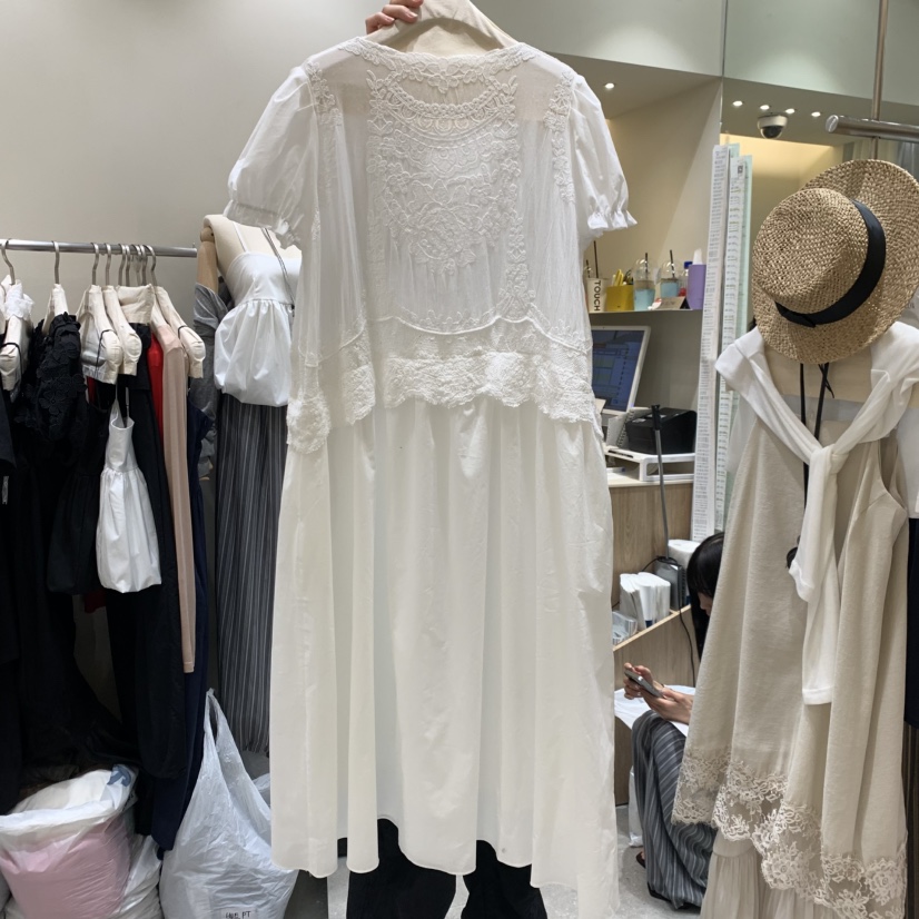 BY FLOW韓國東大門代購女士新品時尚熱賣休閑連衣裙刺繡BY FLOW連衣裙