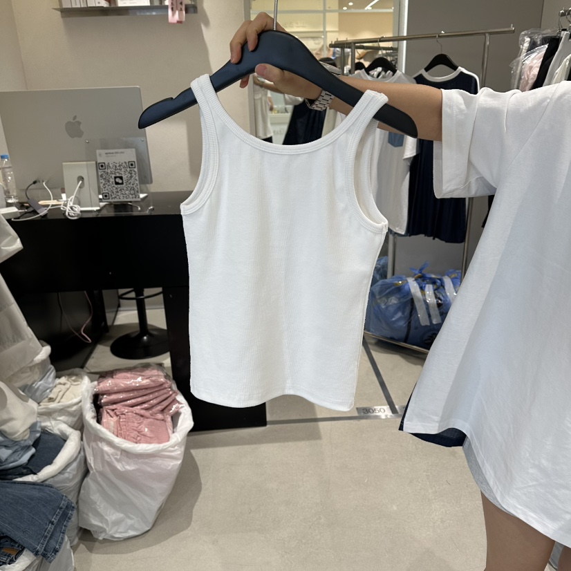 LIVU/MEMO CLASSIC韓國東大門代購女裝新品休閑吊帶背心刺繡無袖羅紋LIVU/MEMO CLASSIC吊帶/背心