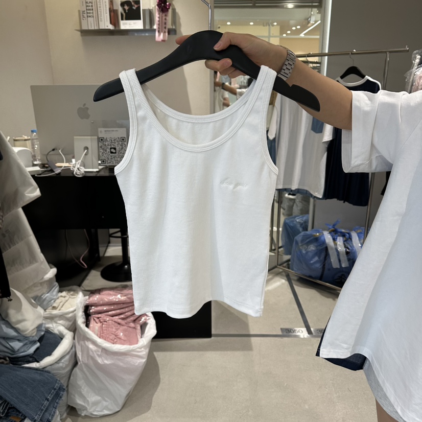 LIVU/MEMO CLASSIC韓國東大門代購女裝新品休閑吊帶背心刺繡無袖羅紋LIVU/MEMO CLASSIC吊帶/背心圖色1