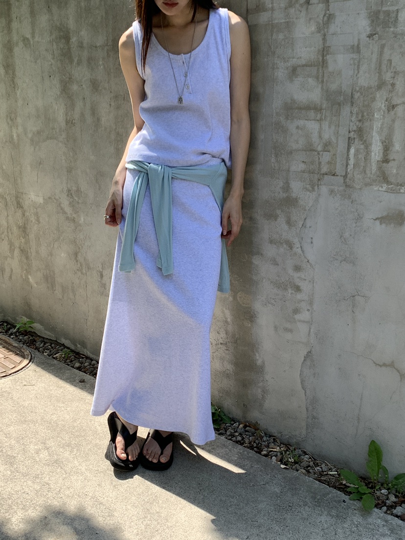 B_GARDER韓國代購女裝新品26夏季休閑推薦職業長裙華夫格B.GARDER長裙