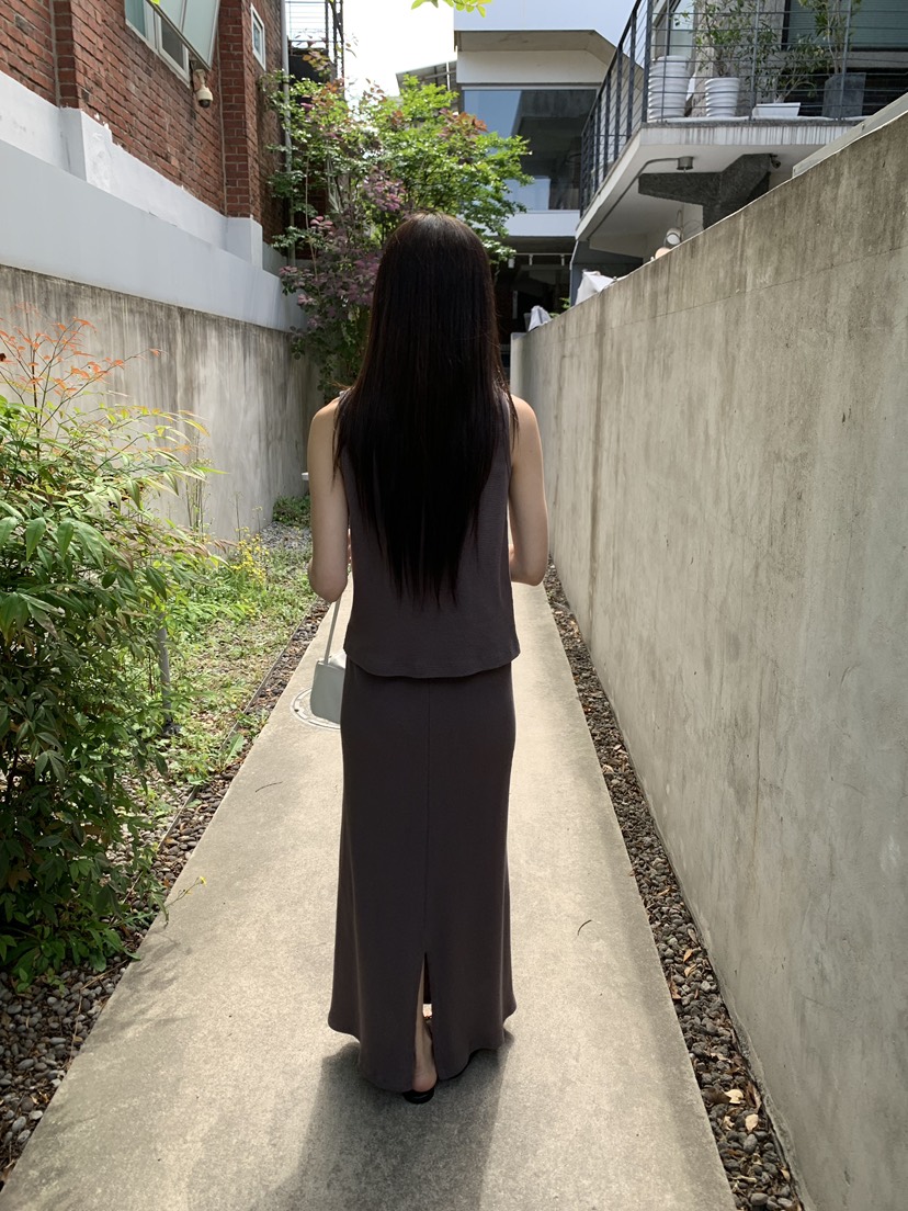 B_GARDER韓國代購女裝新品26夏季休閑推薦職業長裙華夫格B.GARDER長裙